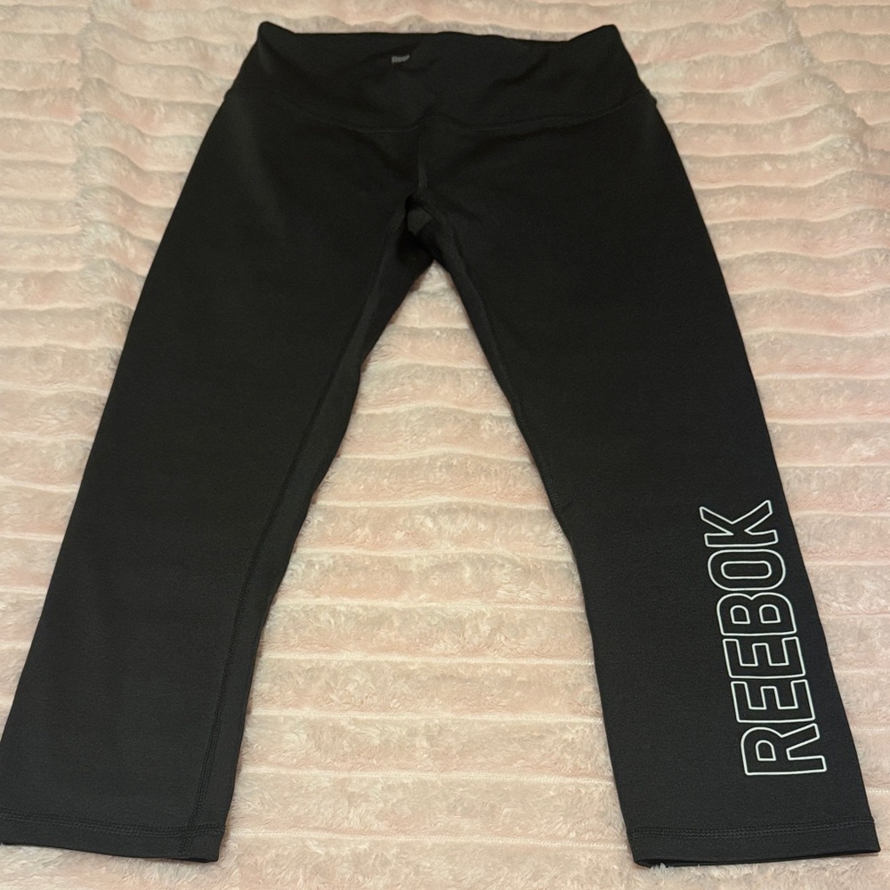 Reebok Black Crop Leggings with Side Logo